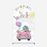 Aperturee - Aperturee Lovely Cartoon Sunny Rainbow Birthday Arch Backdrop